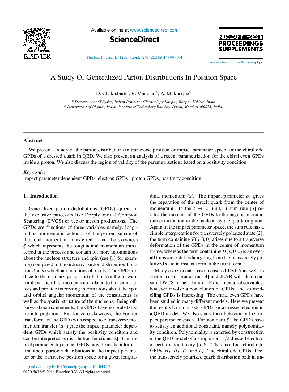 A Study Of Generalized Parton Distributions In Position Space