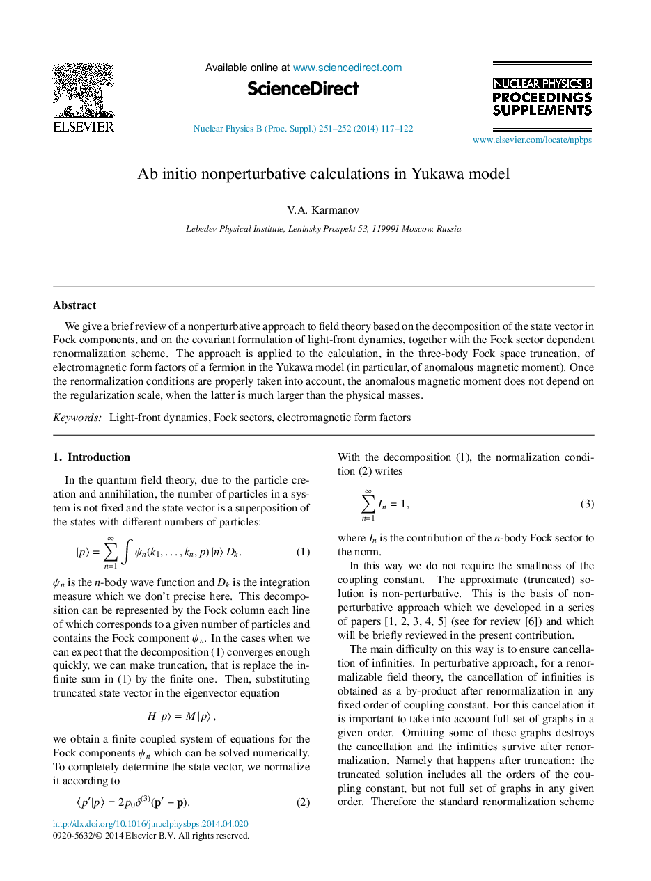 Ab initio nonperturbative calculations in Yukawa model