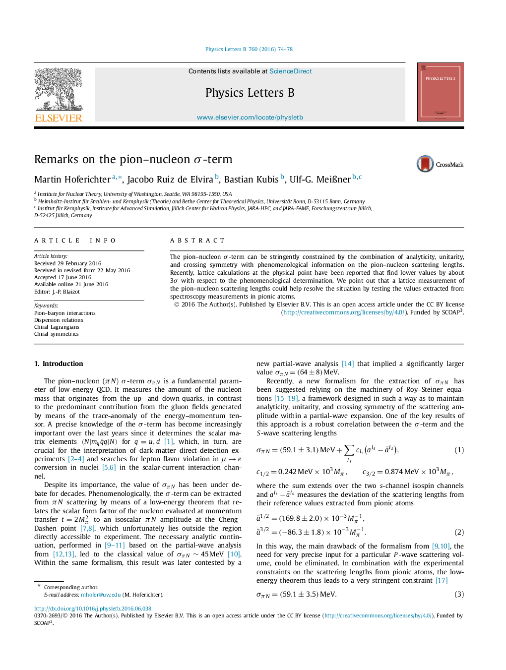 Remarks on the pion-nucleon Ï-term