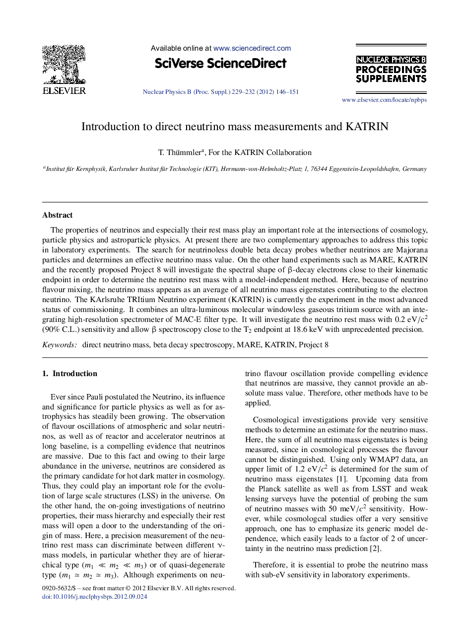 Introduction to direct neutrino mass measurements and KATRIN