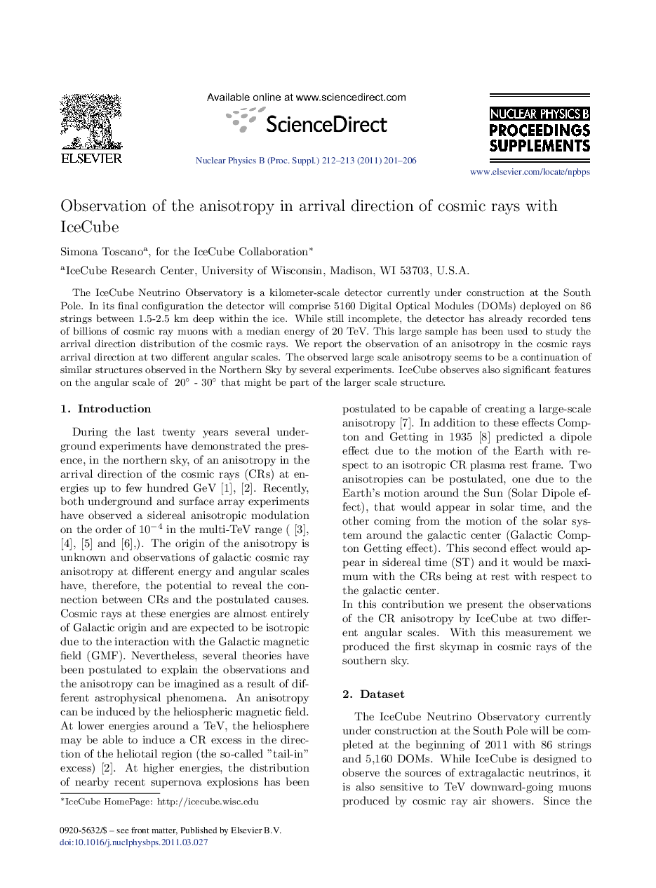 Observation of the anisotropy in arrival direction of cosmic rays with IceCube