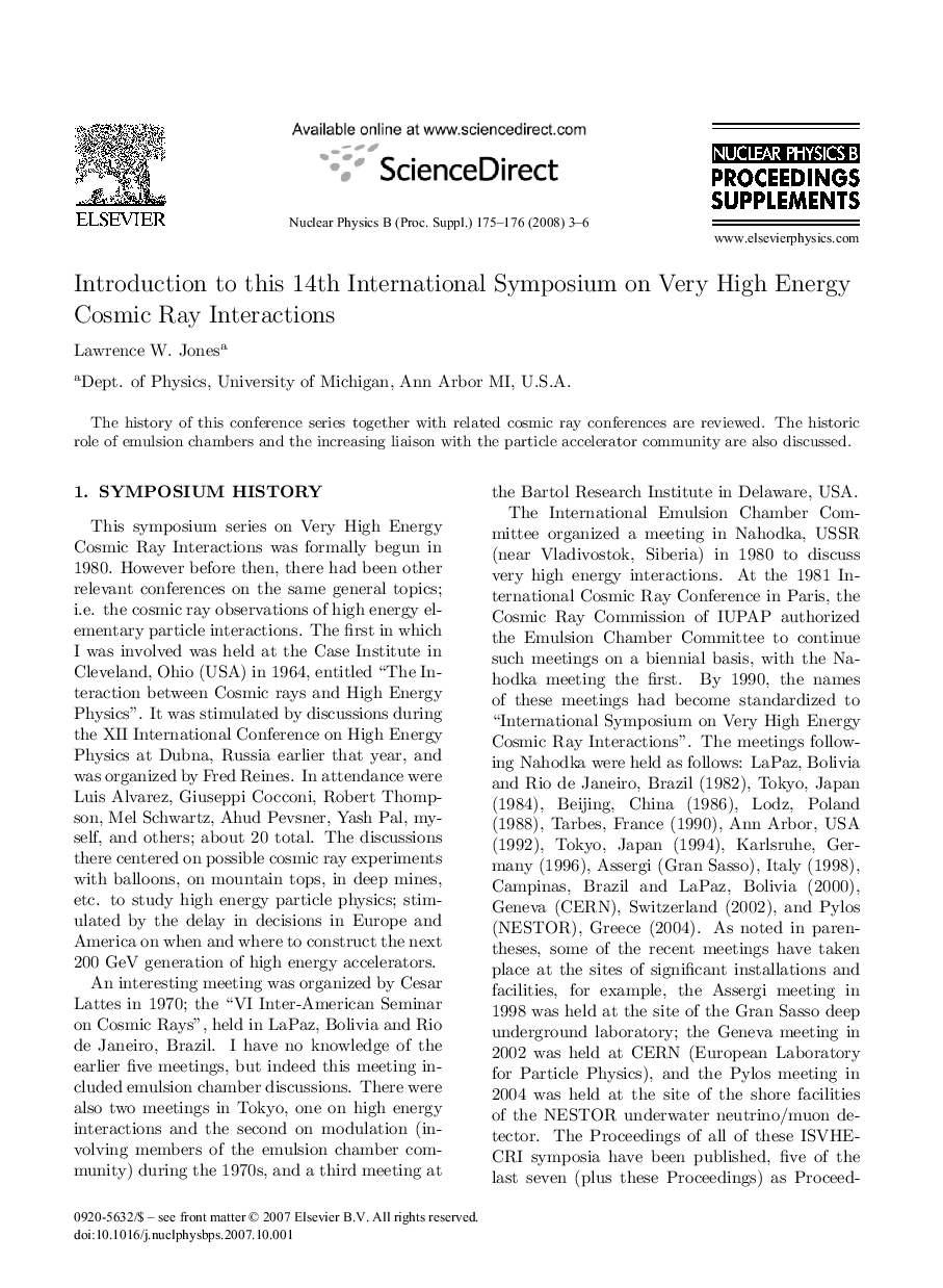 Introduction to this 14th International Symposium on Very High Energy Cosmic Ray Interactions