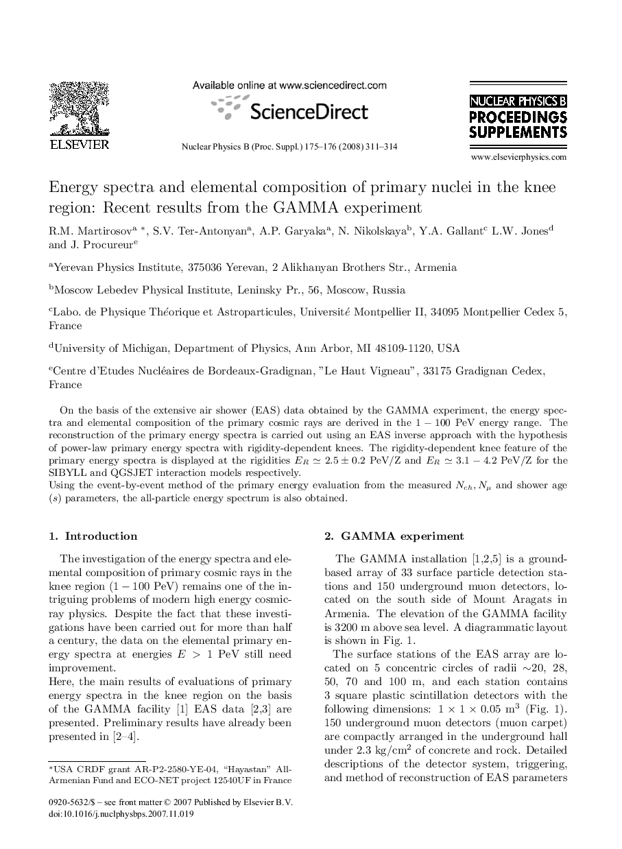 Energy spectra and elemental composition of primary nuclei in the knee region: Recent results from the GAMMA experiment