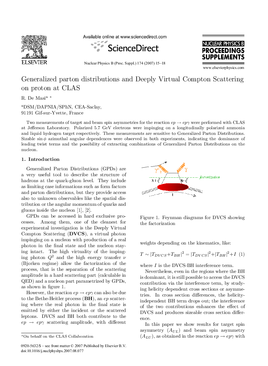 Generalized parton distributions and Deeply Virtual Compton Scattering on proton at CLAS