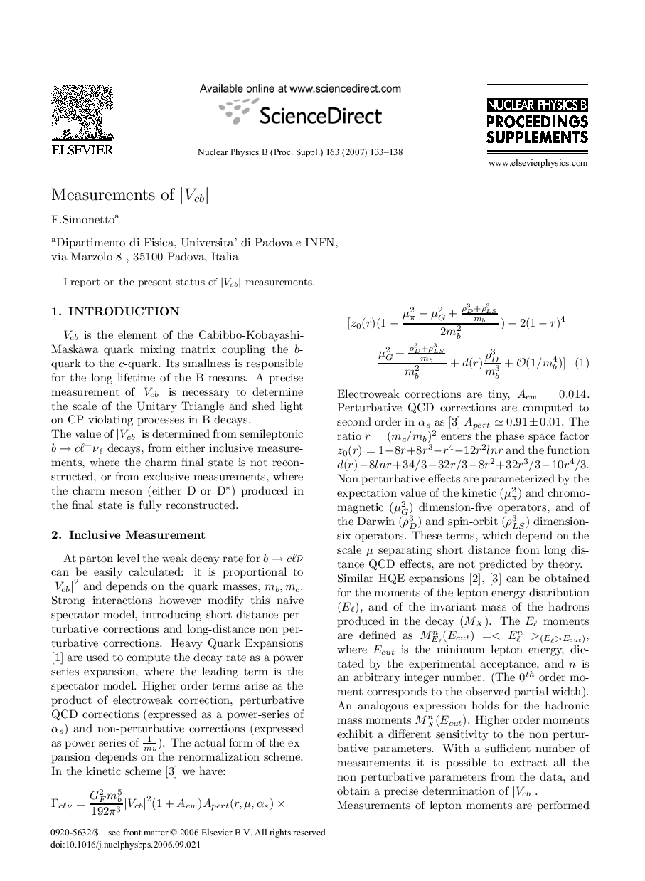 Measurements of |Vcb|