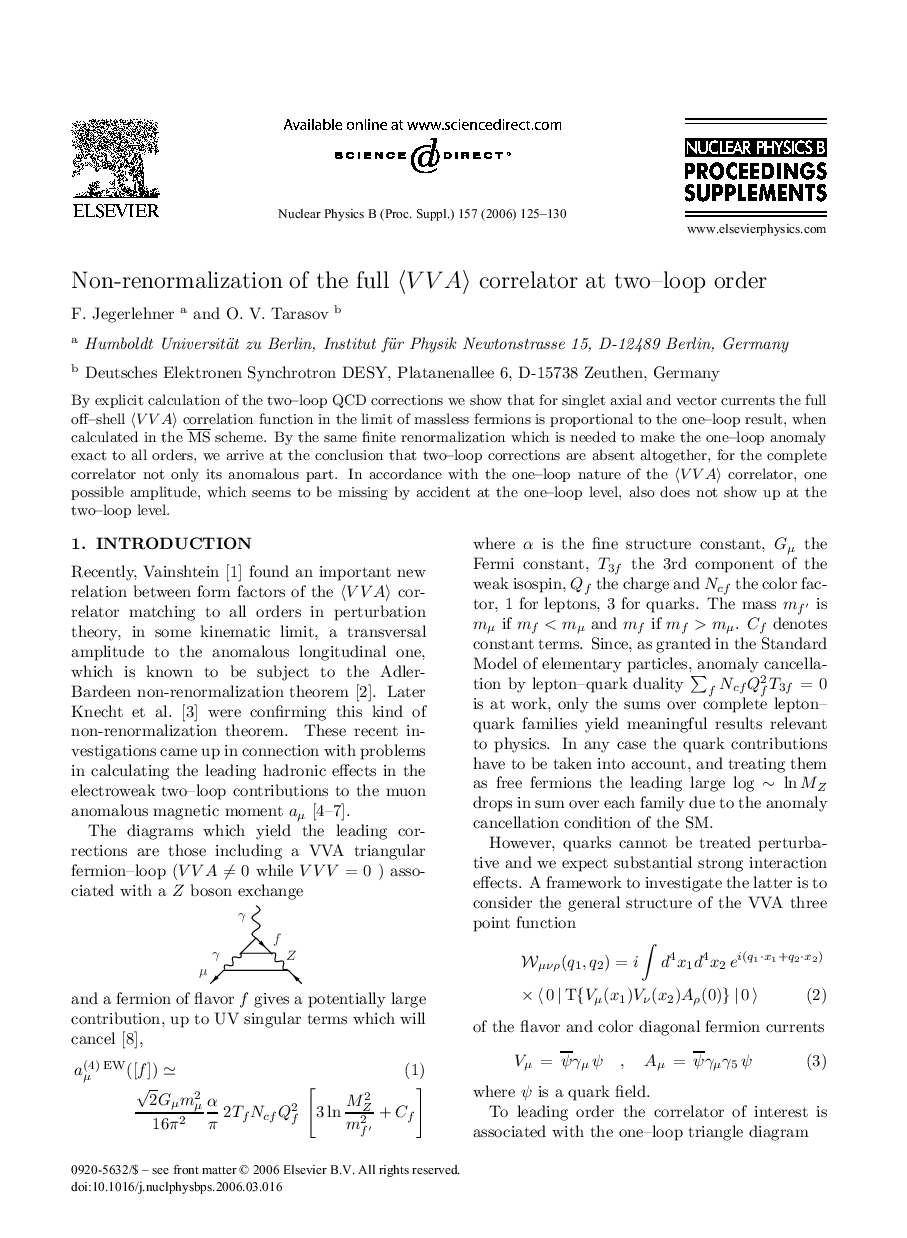 Non-renormalization of the full 〈VVA〉 correlator at two–loop order