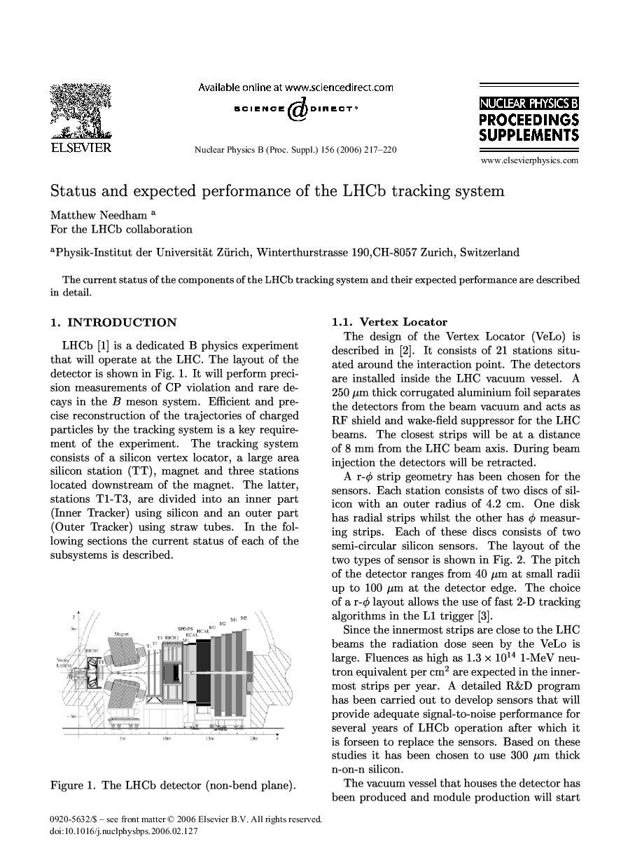 Status and expected performance of the LHCb tracking system