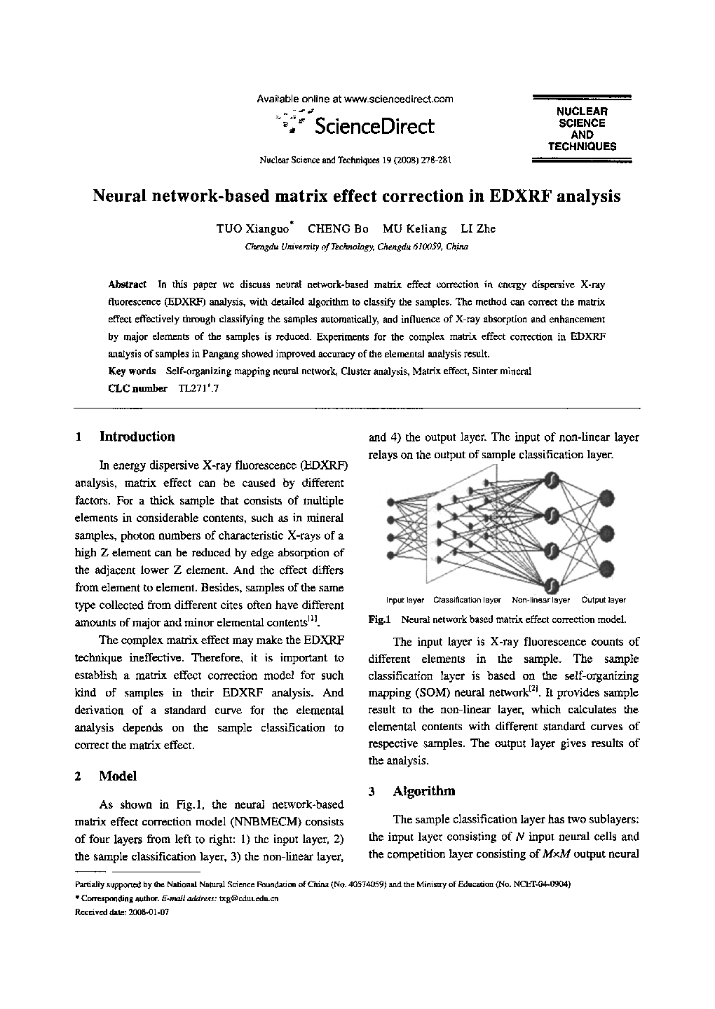 Neural network-based matrix effect correction in EDXRF analysis