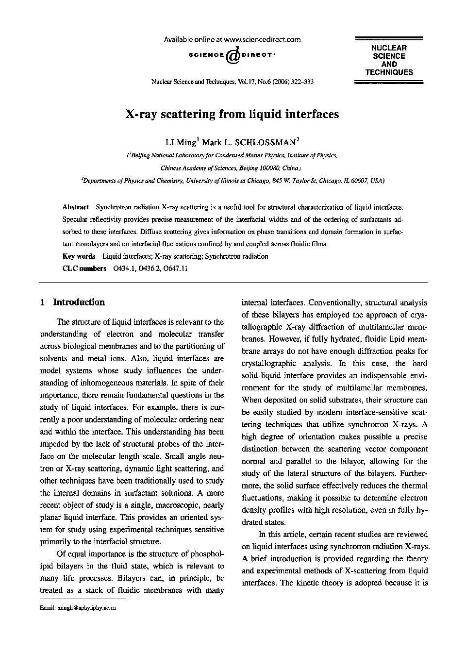 X-ray scattering from liquid interfaces