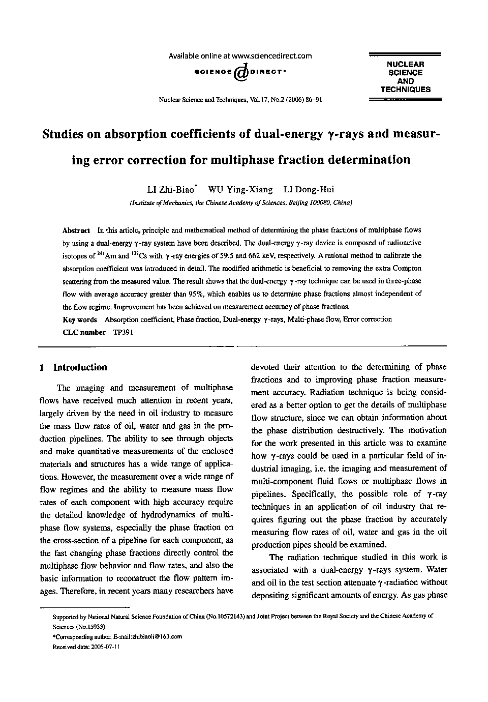 Studies on absorption coefficients of dual-energy Î³-rays and measuring error correction for multiphase fraction determination