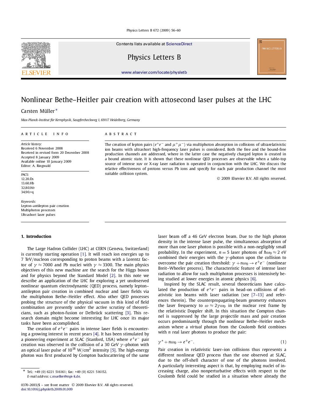 Nonlinear Bethe–Heitler pair creation with attosecond laser pulses at the LHC