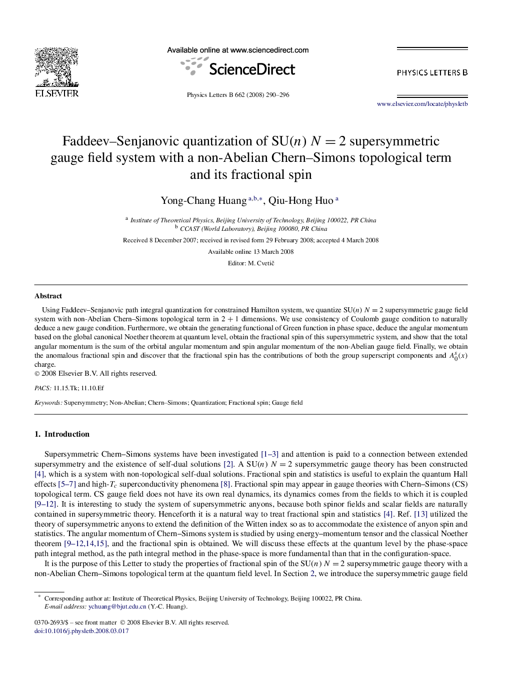 Faddeev-Senjanovic quantization of SU(n) N=2 supersymmetric gauge field system with a non-Abelian Chern-Simons topological term and its fractional spin