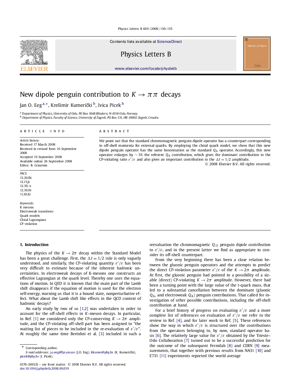 New dipole penguin contribution to KâÏÏ decays