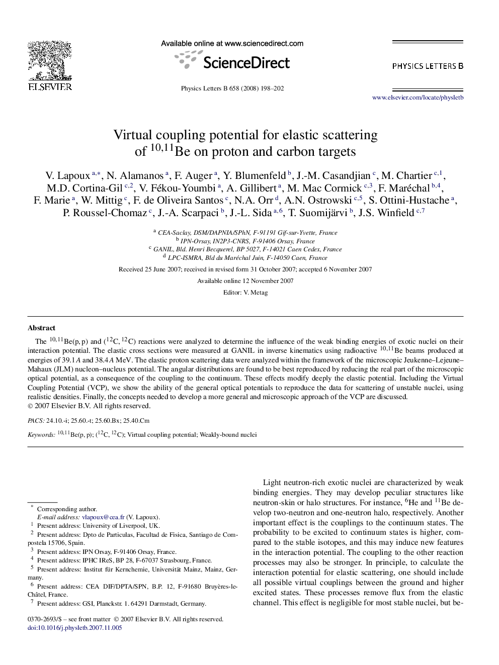 Virtual coupling potential for elastic scattering of 10,11Be on proton and carbon targets