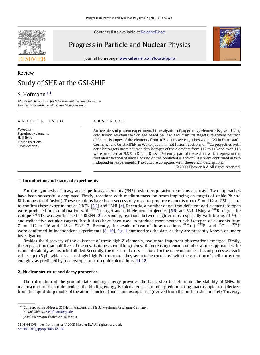 Study of SHE at the GSI-SHIP