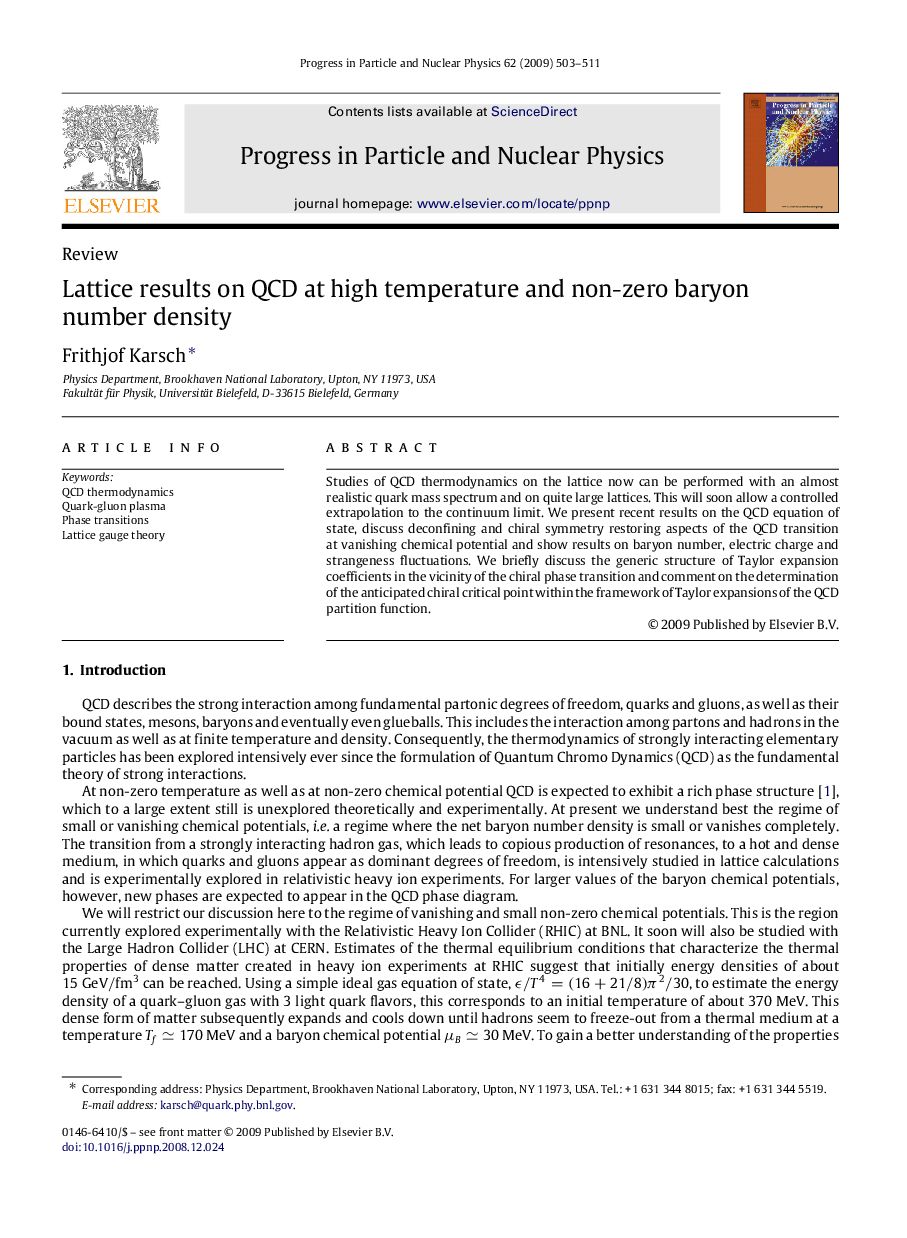 Lattice results on QCD at high temperature and non-zero baryon number density