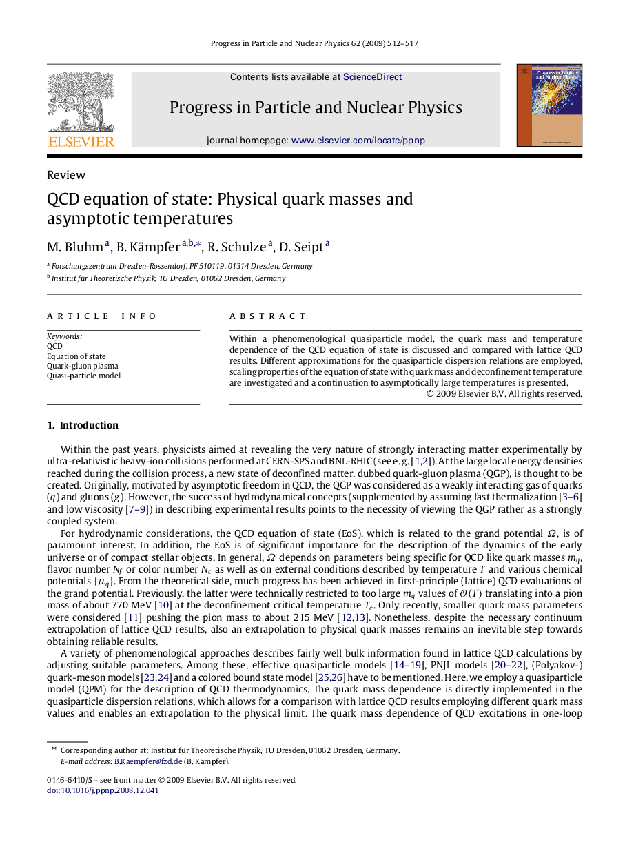 QCD equation of state: Physical quark masses and asymptotic temperatures