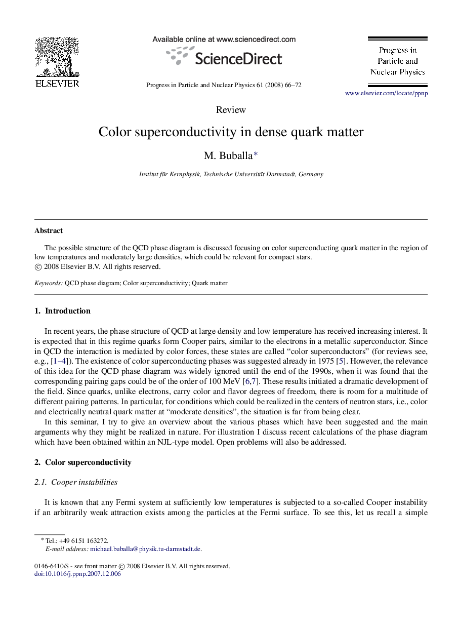 Color superconductivity in dense quark matter