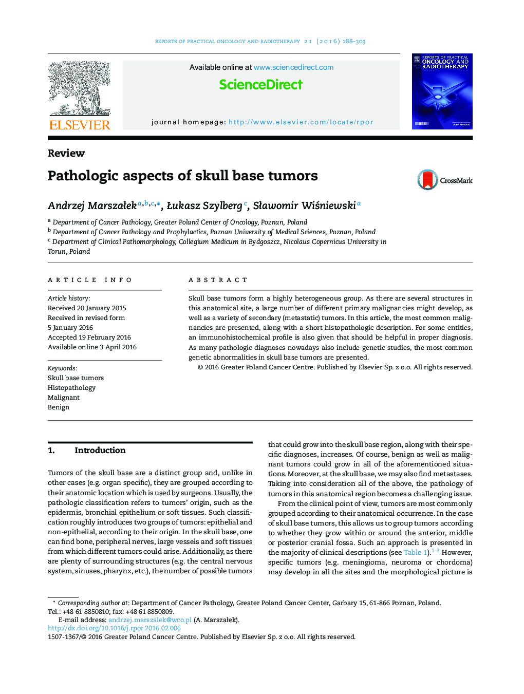 Pathologic aspects of skull base tumors