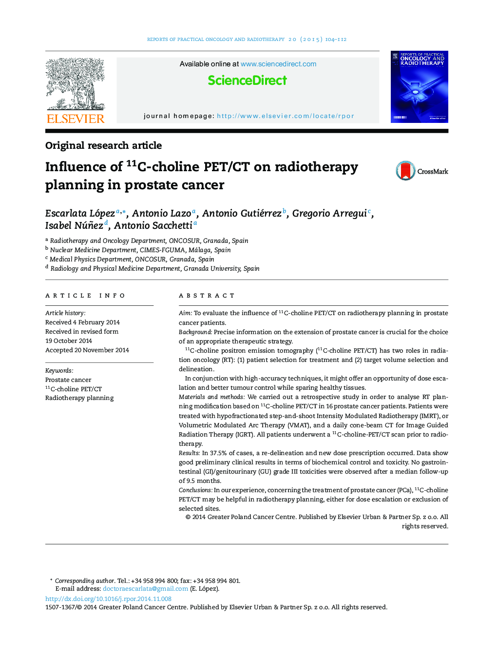 Influence of 11C-choline PET/CT on radiotherapy planning in prostate cancer