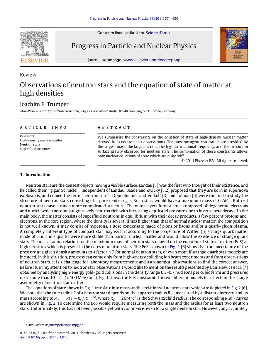 Observations of neutron stars and the equation of state of matter at high densities