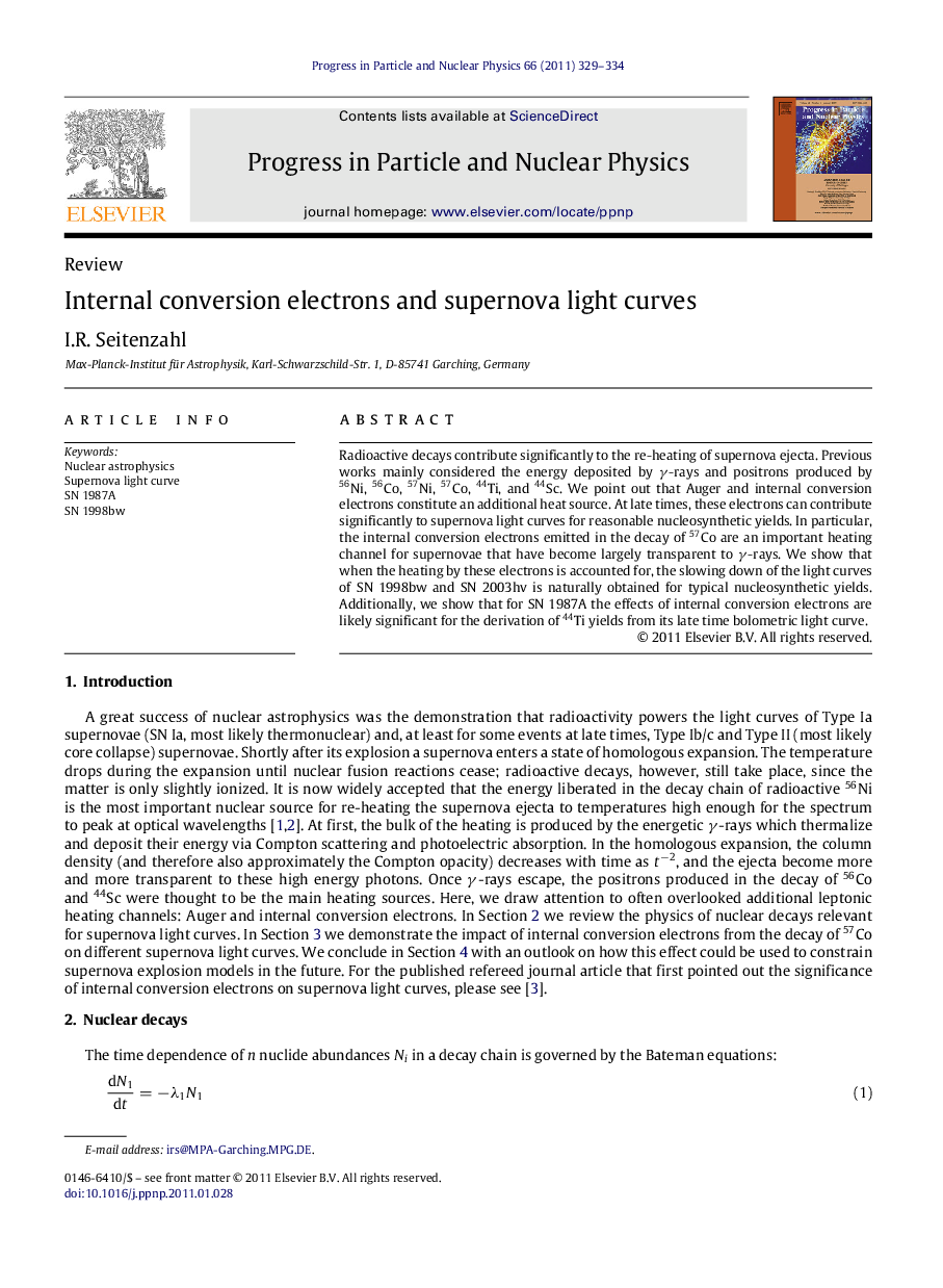 Internal conversion electrons and supernova light curves