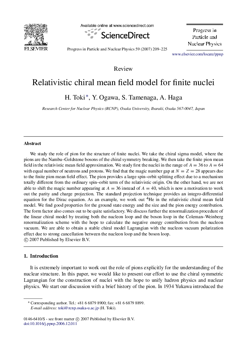 Relativistic chiral mean field model for finite nuclei