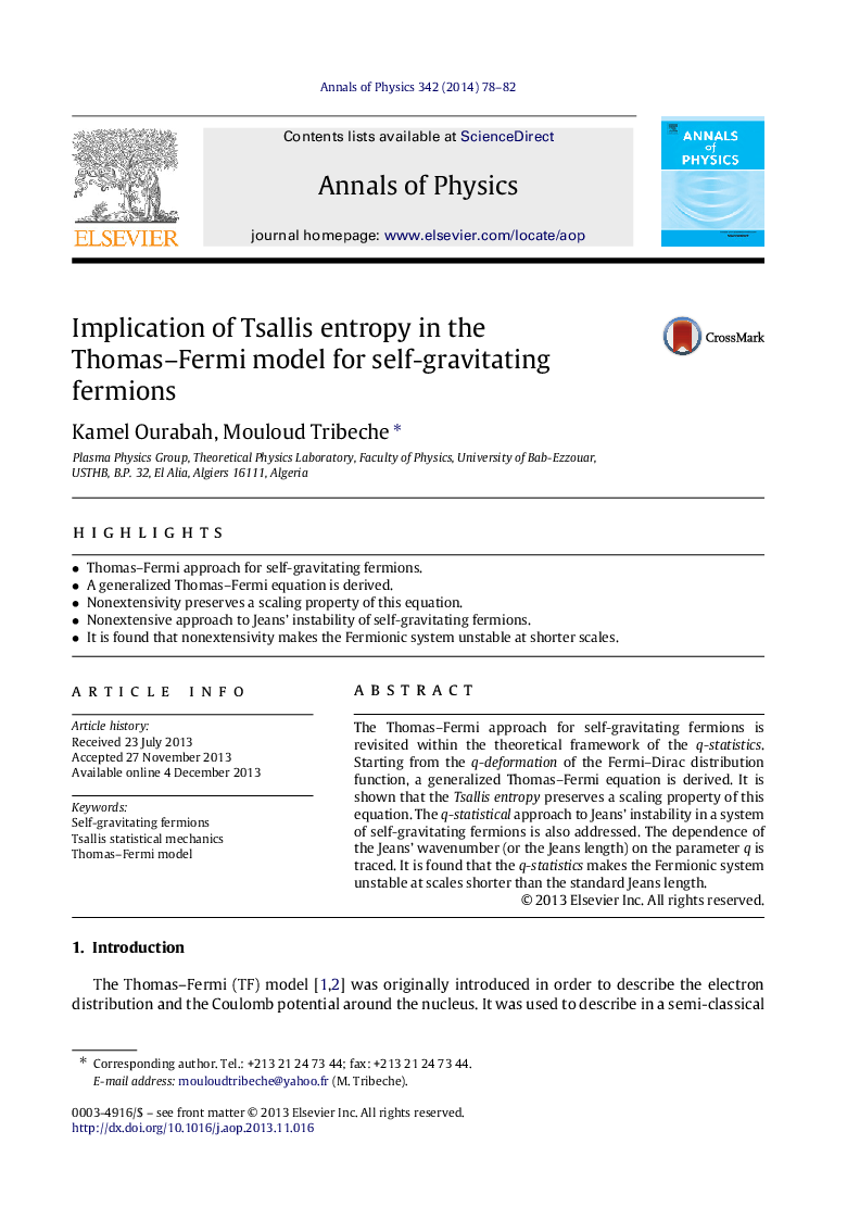 Implication of Tsallis entropy in the Thomas-Fermi model for self-gravitating fermions