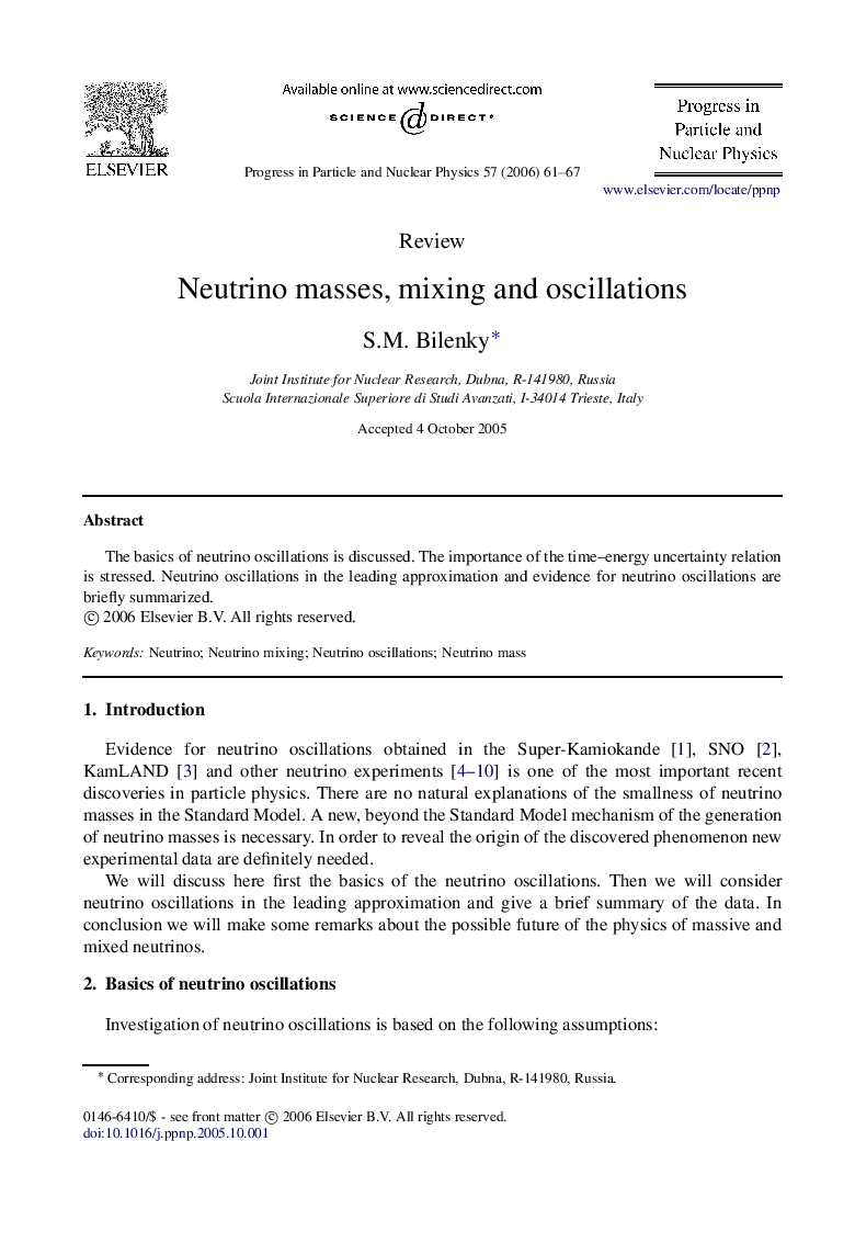 Neutrino masses, mixing and oscillations