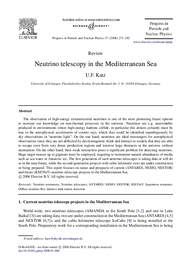 Neutrino telescopy in the Mediterranean Sea