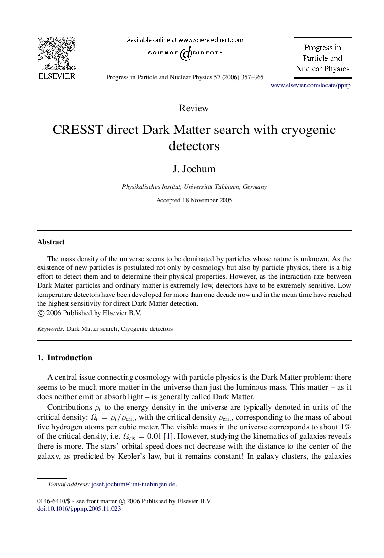 CRESST direct Dark Matter search with cryogenic detectors