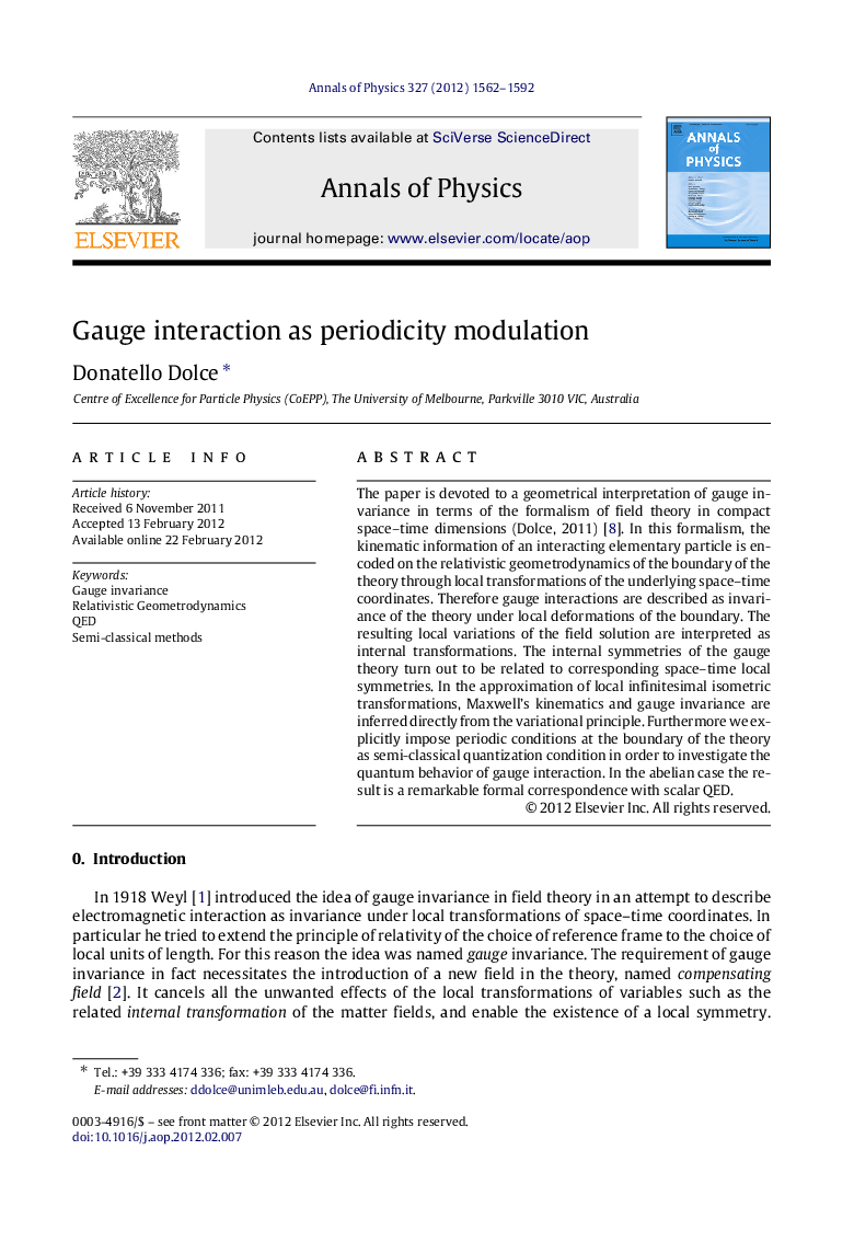 Gauge interaction as periodicity modulation