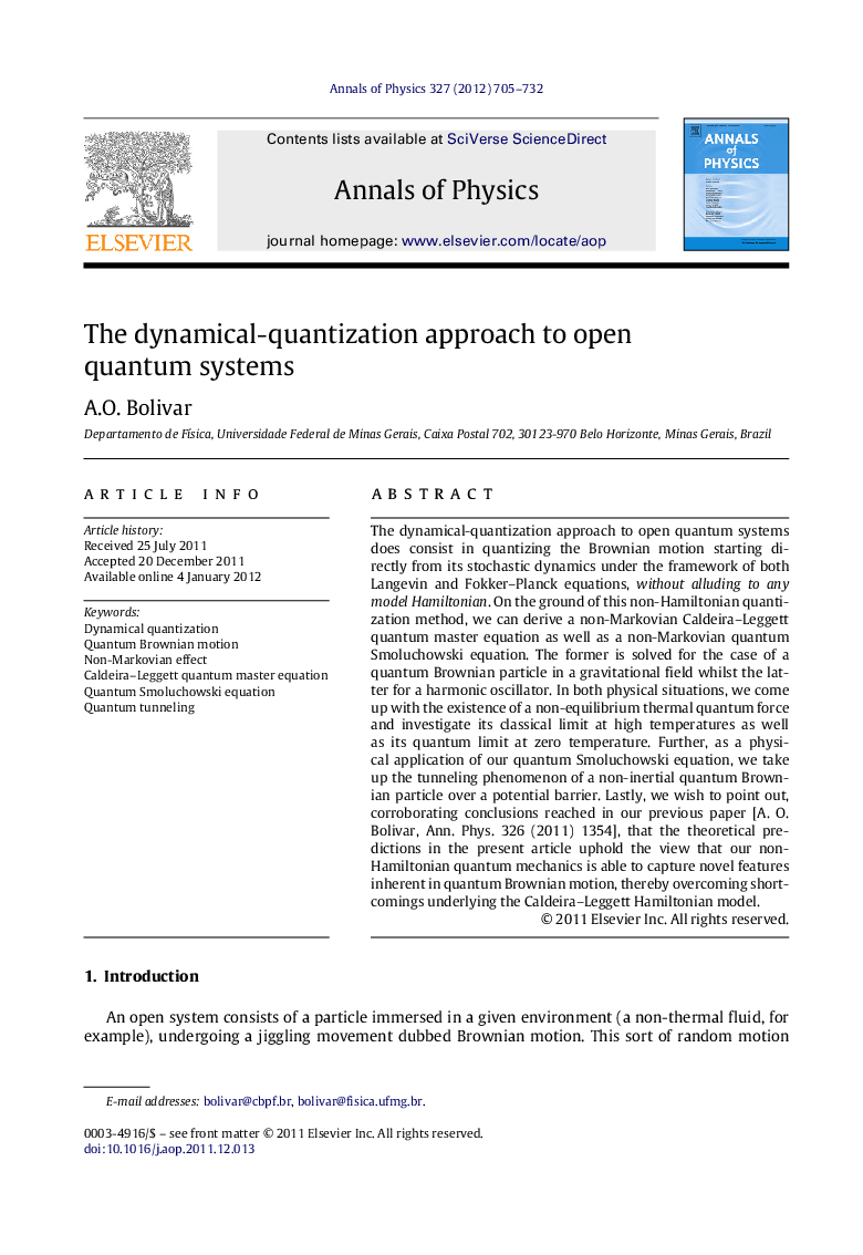 عکس صفحه اول مقاله: The dynamical-quantization approach to open quantum systems The dynamical-quantization approach to open quantum systems