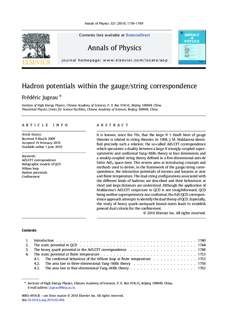 Hadron potentials within the gauge/string correspondence