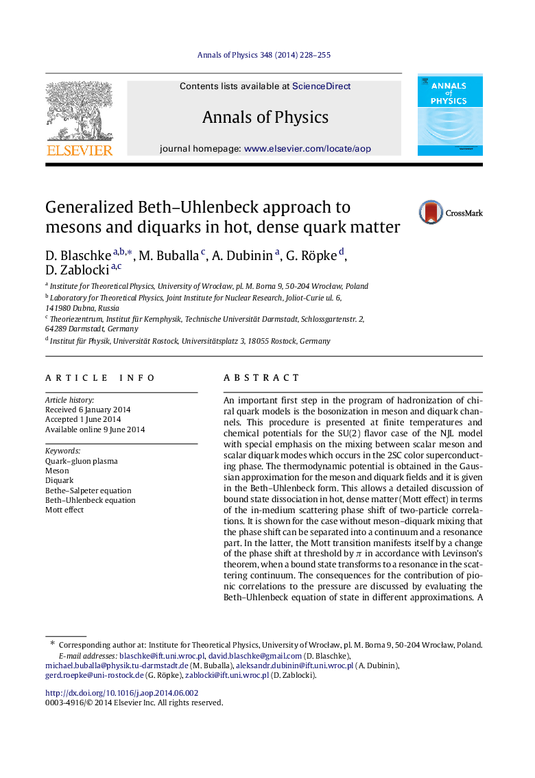 Generalized Beth–Uhlenbeck approach to mesons and diquarks in hot, dense quark matter