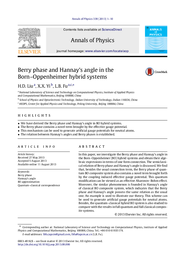 Berry phase and Hannay’s angle in the Born–Oppenheimer hybrid systems