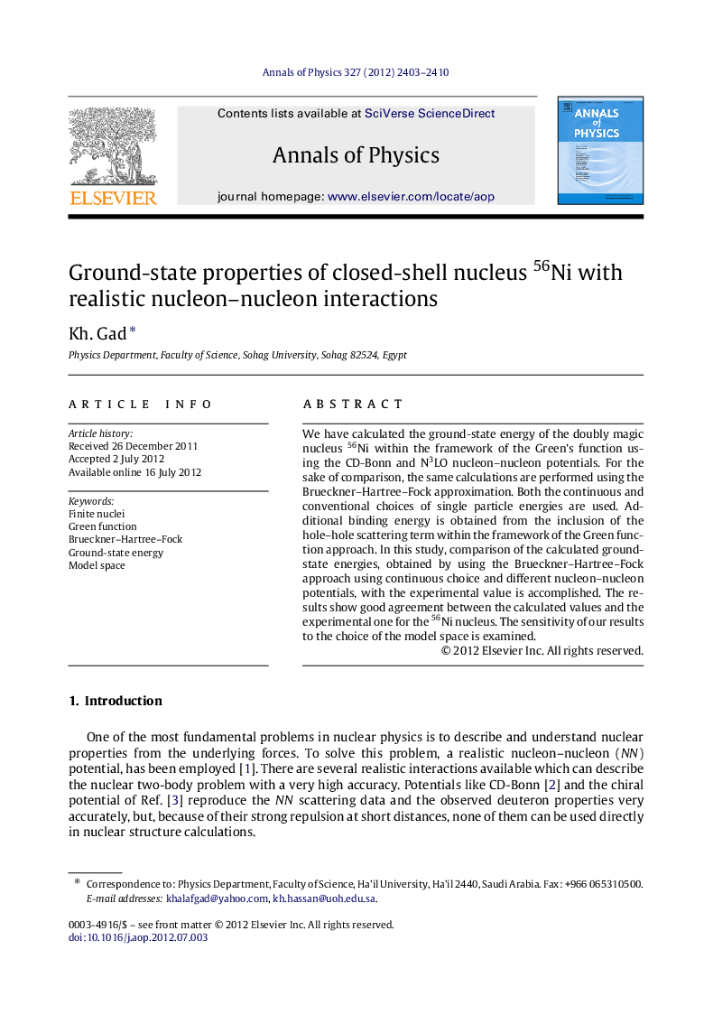 Ground-state properties of closed-shell nucleus 56Ni with realistic nucleon-nucleon interactions