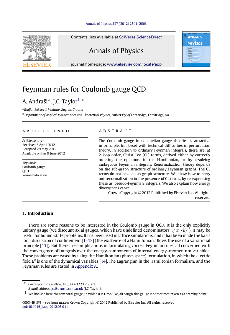 Feynman rules for Coulomb gauge QCD