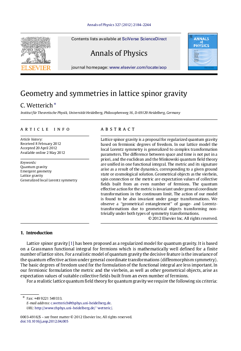 Geometry and symmetries in lattice spinor gravity