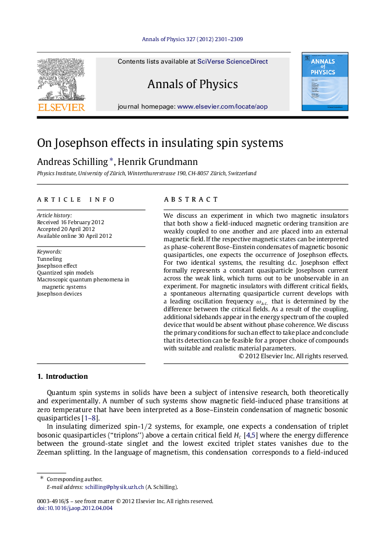 On Josephson effects in insulating spin systems