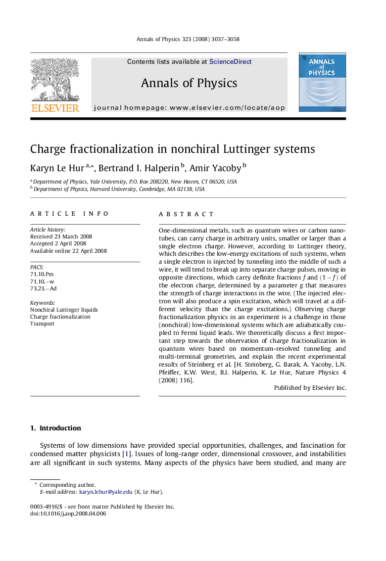 Charge fractionalization in nonchiral Luttinger systems