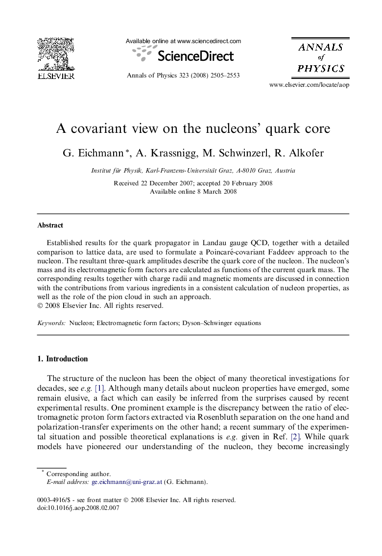 A covariant view on the nucleons' quark core