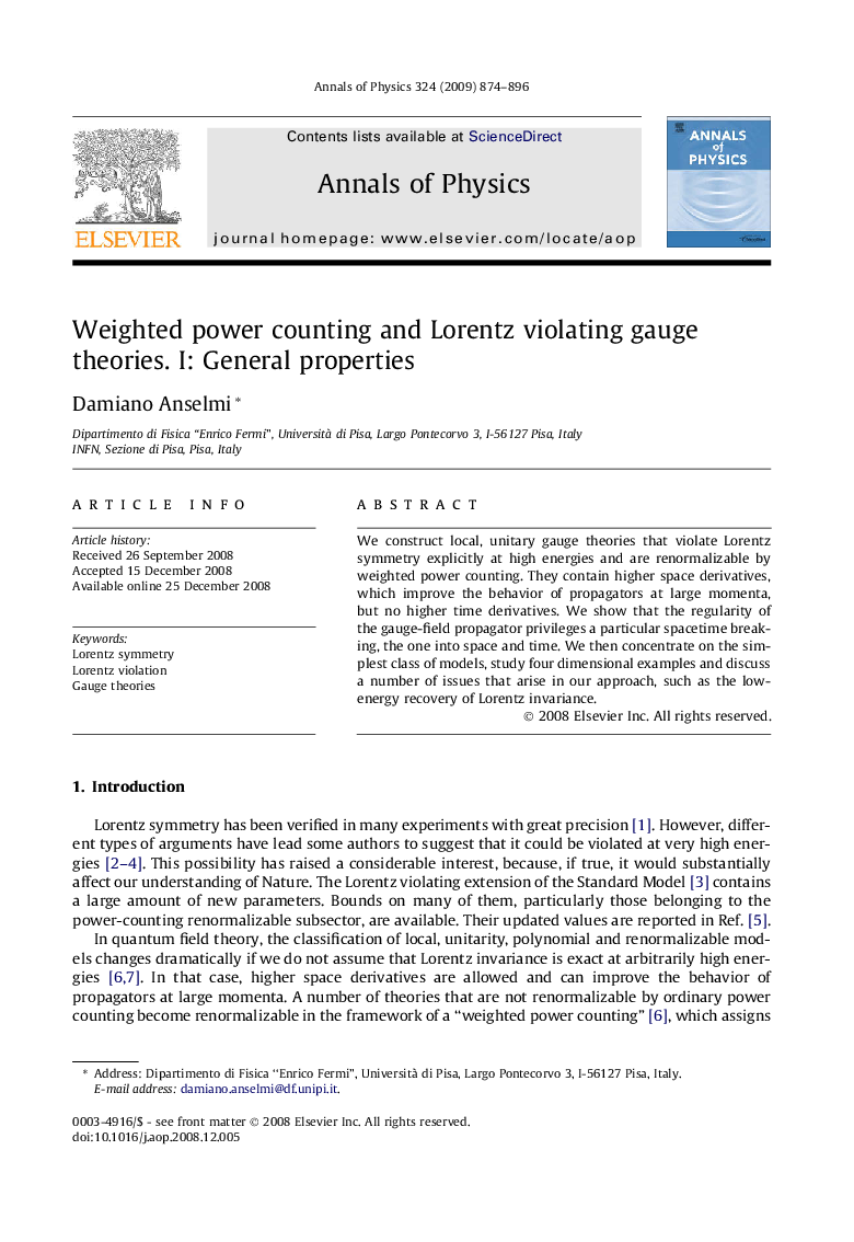 Weighted power counting and Lorentz violating gauge theories. I: General properties