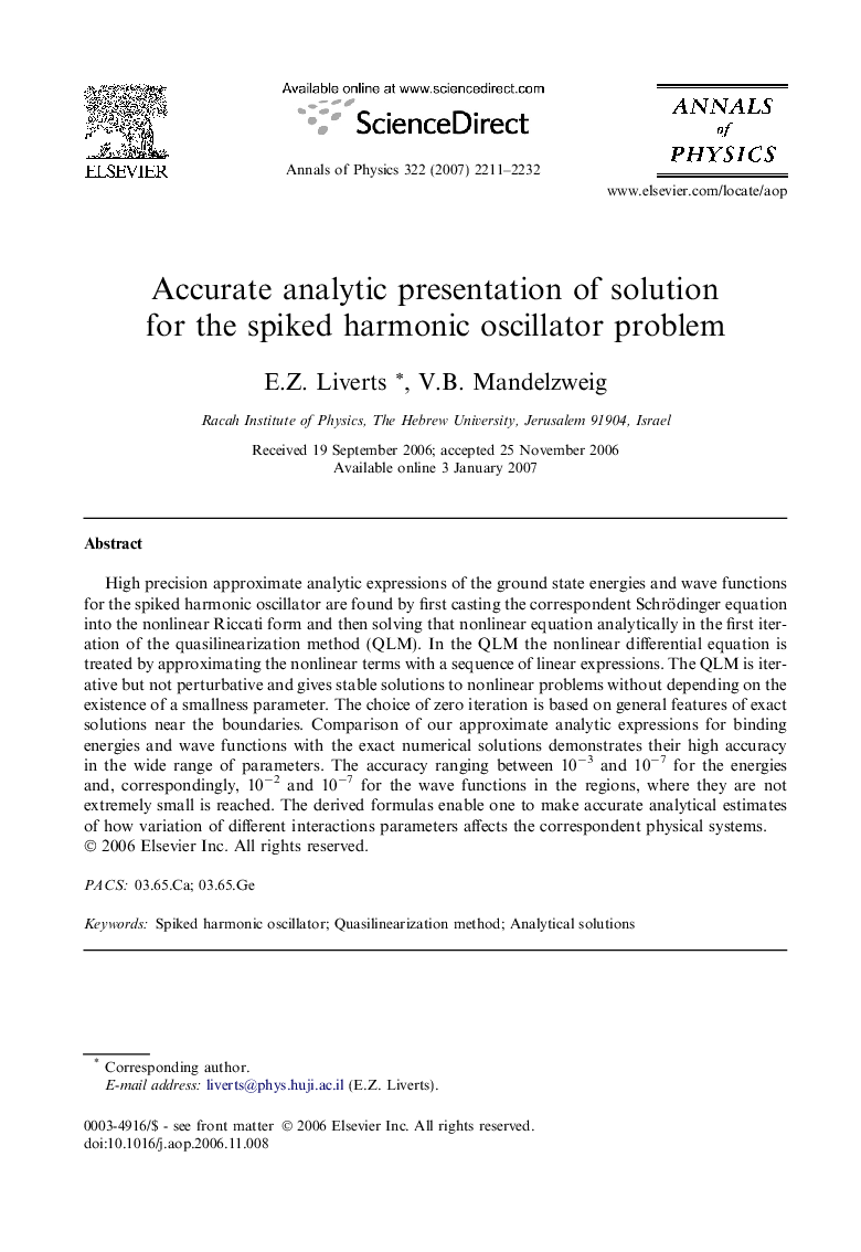 Accurate analytic presentation of solution for the spiked harmonic oscillator problem