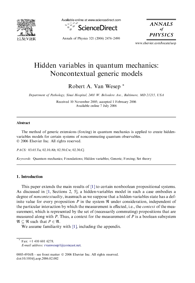 Hidden variables in quantum mechanics: Noncontextual generic models