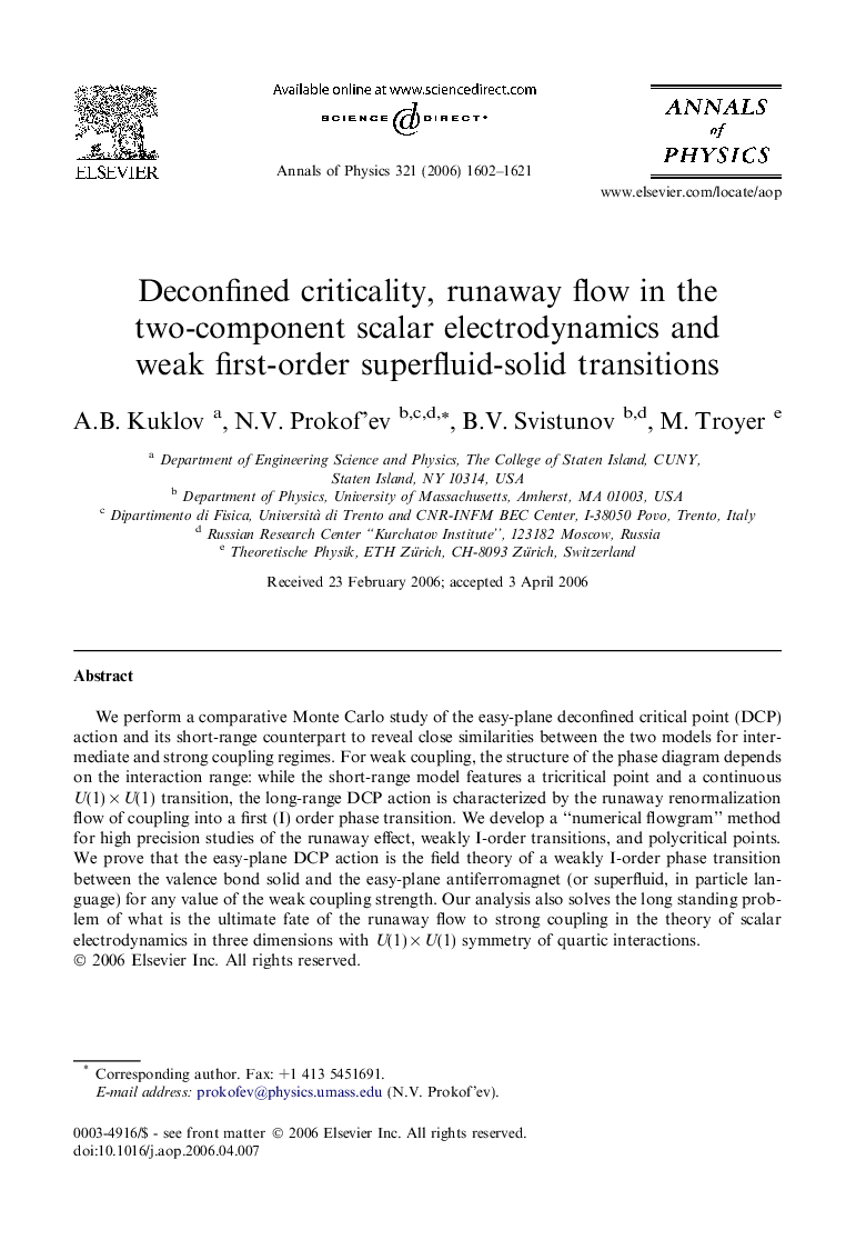 Deconfined criticality, runaway flow in the two-component scalar electrodynamics and weak first-order superfluid-solid transitions