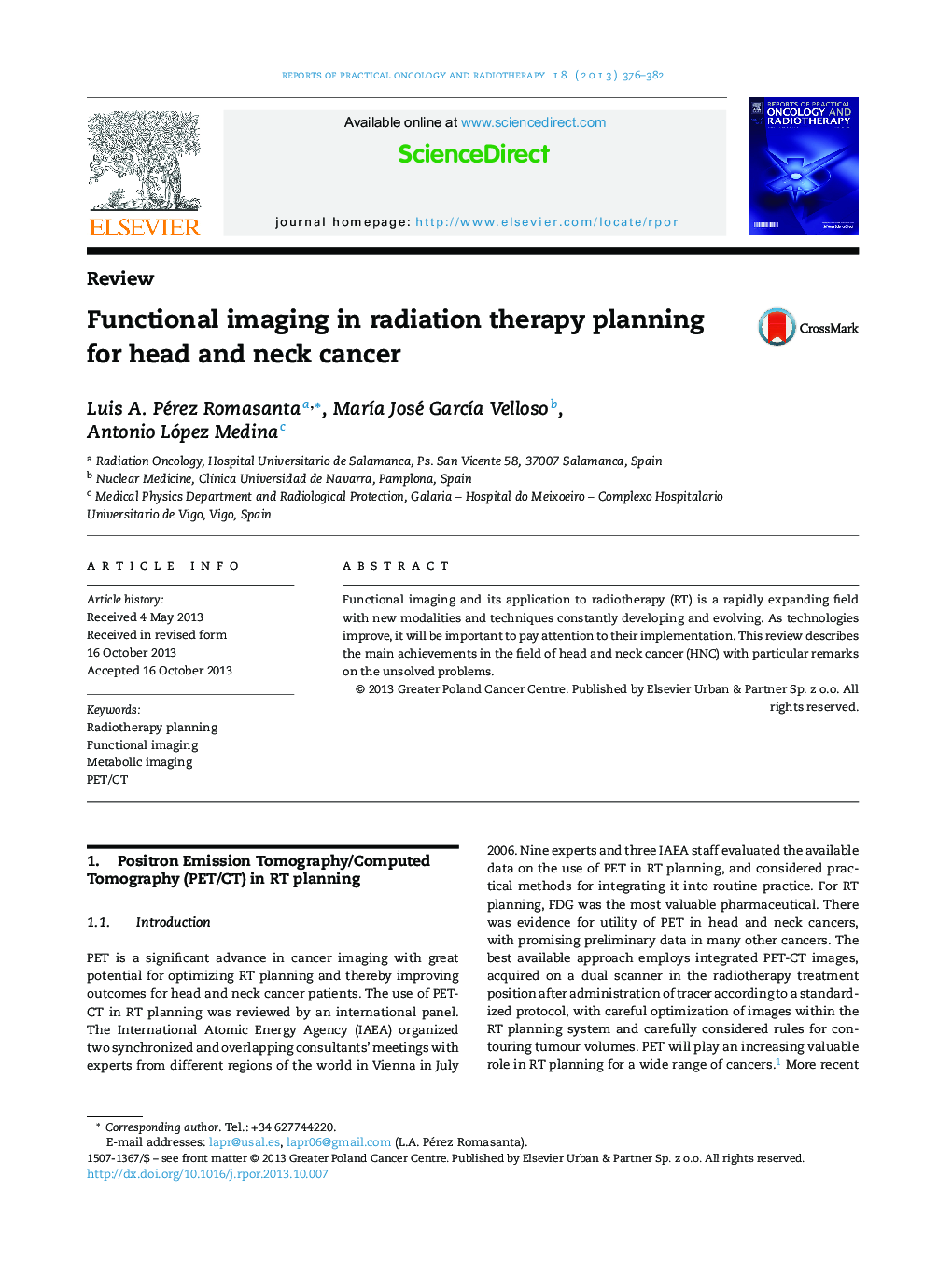 Functional imaging in radiation therapy planning for head and neck cancer