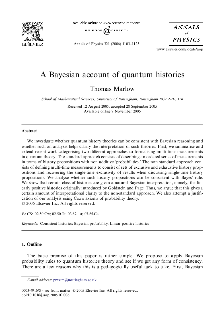 A Bayesian account of quantum histories