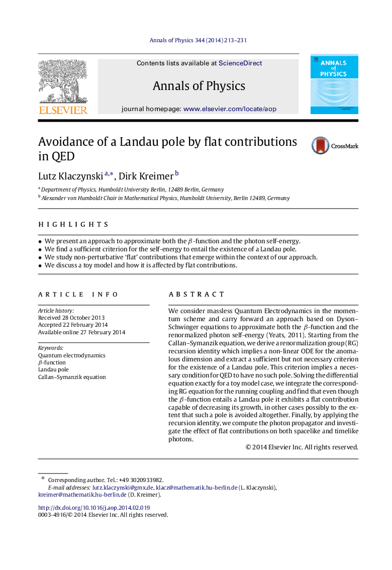 Avoidance of a Landau pole by flat contributions in QED