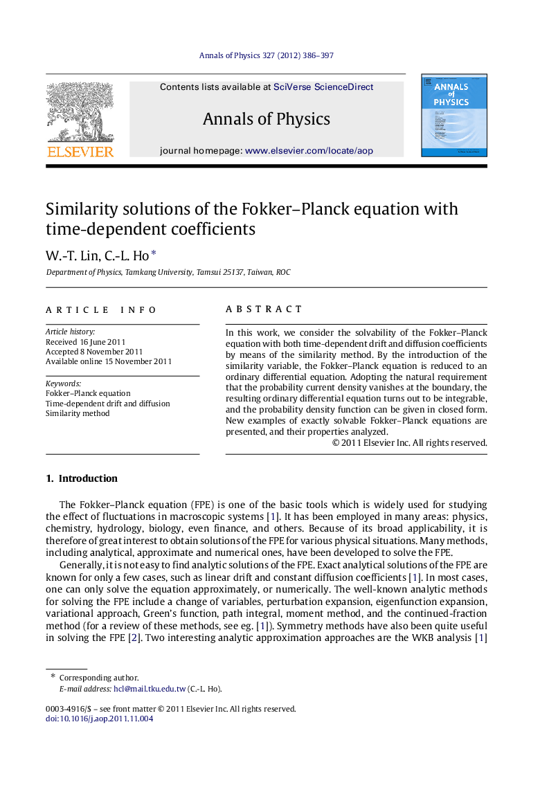 Similarity solutions of the Fokker–Planck equation with time-dependent coefficients